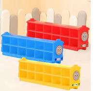 Little Fingers Plastic Toy Storage Shelf with 6 Yellow Bins – Kids Organizer Rack for Toys & Books – L38.5 x W14 x H32 Inches – Blue & Yellow