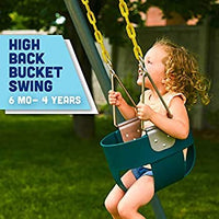 Little Fingers High Back Full Bucket Toddler Swing Seat with Plastic Coated Chains (Green), Standard