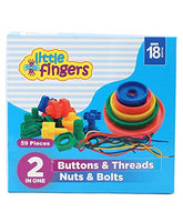 Little Fingers 2 in1 Nut & Bolts/Beads Play Combo Puzzle Sets Beads for Kids Early Learning Building Blocks for Kids