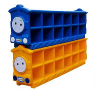 Little Fingers Plastic Toy Storage Shelf with 6 Yellow Bins – Kids Organizer Rack for Toys & Books – L38.5 x W14 x H32 Inches – Blue & Yellow