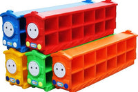 Little Fingers Plastic Toy Storage Shelf with 6 Yellow Bins – Kids Organizer Rack for Toys & Books – L38.5 x W14 x H32 Inches – Blue & Yellow