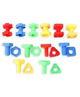 Little Fingers 3 in 1 Bullet Blocks/Nuts & Bolts/Button & Thread Combo Puzzle Sets Beads for Kids Early Learning, Multicolor, Small