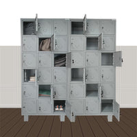 18 Door Industrial Locker Storage Metal Cabinet with Staple Locking For School, Gym, Home, Office | Powder Coated | Light & Dark Grey | 198 X 91 X 48 Cm