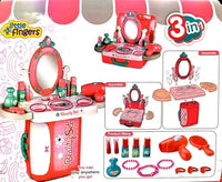 Little Fingers Kids 3-in-1 Beauty Set with Mirror, Hair Dryer, Nail Polish, Comb Hair, Rings