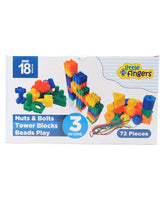 Little Fingers 3 in 1 Bullet Blocks/Nuts & Bolts/Button & Thread Combo Puzzle Sets Beads for Kids Early Learning, Multicolor, Small