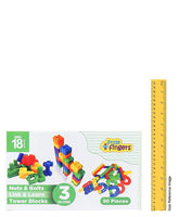 Little Fingers 3 in 1 Bullet Blocks/Nuts & Bolts/Button & Thread Combo Puzzle Sets Beads for Kids Early Learning, Multicolor, Small