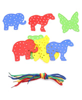 Little Fingers Multi-Shape Lacing Cards Set – Educational Threading Toy for Kids with Animals More (10-PCS)