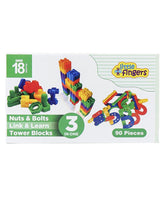 Little Fingers 3 in 1 Bullet Blocks/Nuts & Bolts/Button & Thread Combo Puzzle Sets Beads for Kids Early Learning, Multicolor, Small