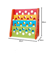 Little Fingers Plastic Toy Storage Shelf with 6 Yellow Bins – Kids Organizer Rack for Toys & Books – L38.5 x W14 x H32 Inches – Blue & Yellow