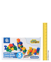 Little Fingers 3 in 1 Bullet Blocks/Nuts & Bolts/Button & Thread Combo Puzzle Sets Beads for Kids Early Learning, Multicolor, Small