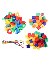 Little Fingers 3 in 1 Bullet Blocks/Nuts & Bolts/Button & Thread Combo Puzzle Sets Beads for Kids Early Learning, Multicolor, Small
