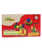 Little Fingers 3 in 1 Bullet Blocks/Nuts & Bolts/Button & Thread Combo Puzzle Sets Beads for Kids Early Learning, Multicolor, Small