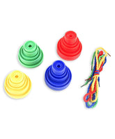 Little Fingers 3 in 1 Bullet Blocks/Nuts & Bolts/Button & Thread Combo Puzzle Sets Beads for Kids Early Learning, Multicolor, Small