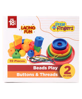 Little Fingers 2 in1 Nut & Bolts/Beads Play Combo Puzzle Sets Beads for Kids Early Learning Building Blocks for Kids