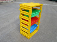 Little Fingers Plastic Toy Storage Shelf with 6 Yellow Bins – Kids Organizer Rack for Toys & Books – L38.5 x W14 x H32 Inches – Blue & Yellow