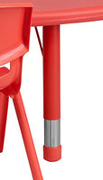 Little Fingers  35''W x 65''L Half-Moon Red Plastic Activity Table Set with 4 Chairs