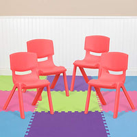 Little Fingers 4 Pack Red Plastic Stackable School Chair with 10.5'' Seat Height