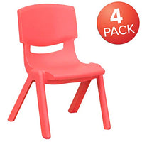 Little Fingers 4 Pack Red Plastic Stackable School Chair with 10.5'' Seat Height