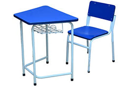 Little Fingers Intra Kids School Study Table and Chair Set (Colour May Vary) (Trapezium Shape)