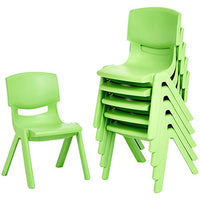 Little Fingers 10 Inch School Classroom Stack Resin Chair, Green, 6-Pack