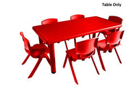 Little Fingers Strong And Sturdy School Study Table Without Chairs - Rectangle (Red)