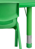 Little Fingers  35''W x 65''L Half-Moon Green Plastic Activity Table Set with 4 Chairs