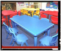 Little Fingers Strong And Sturdy School Study Table Without Chairs - Rectangle (Red)