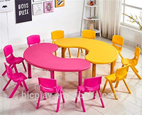 Little Fingers School Study Table Big Half Moon Table (Multicolor) - Without Chairs