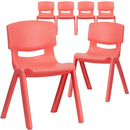 Little Fingers 6 Pk. Red Plastic Stackable School Chair with 12'' Seat Height