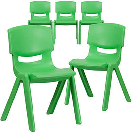 Little Fingers 5 Pack Green Plastic Stackable School Chair with 12'' Seat Height