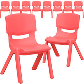 Little Fingers 10 Pk. Red Plastic Stackable School Chair with 10.5'' Seat Height