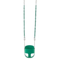 Little Fingers High Back Full Bucket Toddler Swing Seat with Plastic Coated Chains (Green), Standard