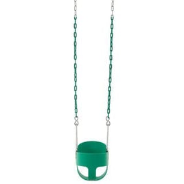 Little Fingers High Back Full Bucket Toddler Swing Seat with Plastic Coated Chains (Green), Standard