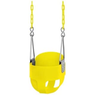 Little Fingers High Back Full Bucket Toddler Swing Seat with Plastic Coated Chains (Yellow), Standard