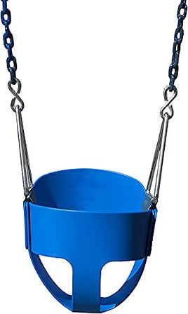 Little Fingers High Back Full Bucket Toddler Swing Seat with Plastic Coated Chains (Blue), Standard