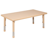 Little Fingers 24''W x 48''L Rectangular Green Plastic Height Adjustable Activity Table Set with 4 Chairs