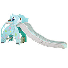 Little Fingers Slide with Basketball Hoop Children Indoor Home Kindergarten Playground Kids Small Slide Toys (114 x 25 x 49 cm)-(1-2yrs)