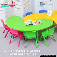 eHomeKart Plastic Moon Table - Front Round Table for Kids - Perfect for Home - (53 x 20 x 20 inches) - Colour May Vary - Chairs NOT Included (Yellow)