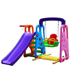 Happy Kids Super Senior Slide with Swing and Basketball-Multi Color Toys for Play School