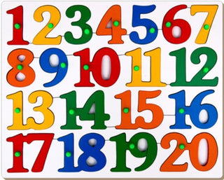 Little Fingers Wooden Puzzles for Alphabets, Vowels and Numbers (Multicolor) (Number(1-20))