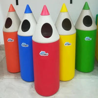 Little Fingers Jumbo Pencil-Shaped Dustbin for Kids – Colorful Cartoon Garbage Bin for Play School, Nursery & Home Use – Plastic Trash Can -1pc