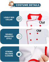 Chef Costume for Kids, Cook Role Play Dress -Up Set With Realistic Kitchen Toys, Pretend Chef Outfit for Halloween