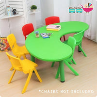 eHomeKart Plastic Moon Table - Front Round Table for Kids - Perfect for Home - (53 x 20 x 20 inches) - Colour May Vary - Chairs NOT Included (Yellow)