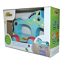 Little Fingers - Push & Pull Horse Toy for Toddlers | Handcrafted Animal Ride-On with Smooth Edges | Age 24+ Months