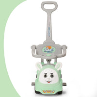 Fun Ride On Push Car, Rabbit 3 in 1 Rider with Removable Parental Handle - Musical Push Car with Lights and Utility Storage Toy Box - Armrest Guardrails for Safety, Kids Indoor/Outdoor Toy Car (Green)