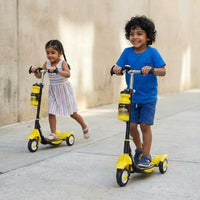Fun Ride Kids Scooter - Rush Three Wheel Kick Scooters for Boys and Girls with Sipper, Bell, Adjustable Height and Rear Brake - 3 Wheels Skate for Age 3-10 Years (Black)