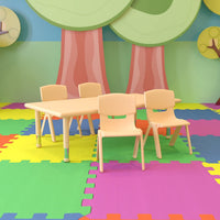 Little Fingers 24''W x 48''L Rectangular Green Plastic Height Adjustable Activity Table Set with 4 Chairs