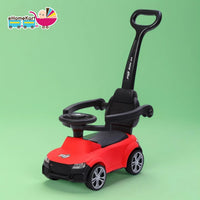 Funride Car Ride On - R8 3-in-1 for Kids with Parent Handle, Music, Light, Backrest & Storage - 1 to 3 Years, Kids Indoor/Outdoor Toy Car for Boys and Girls- (Upto 20 Kg) (Red)