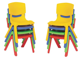 Little Fingers Stackable Kids Plastic Chairs – Multicolor Toddler & Preschool Chairs for Indoor Outdoor Use | Lightweight & Durable Seating for Playroom, Classroom, Daycare, Kindergarten (Set of 4)
