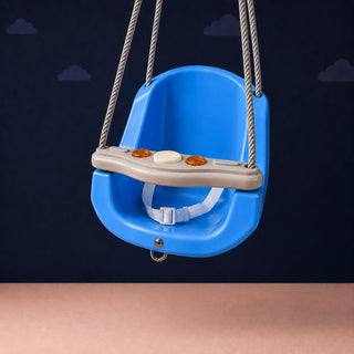 eHomeKart Baby Swing for Kids | 31x35x39 cm Ergonomic High Back Wide Front Bar | 25kg Capacity Non-Musical Swing | Safe & Sturdy Indoor Outdoor Toddler Swing | Easy Installation | Boys & Girls (Blue)